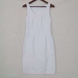 Banana‎ Republic Womens Cotton Sheath Dress Sz 6 White Sleeveless Career Floral
